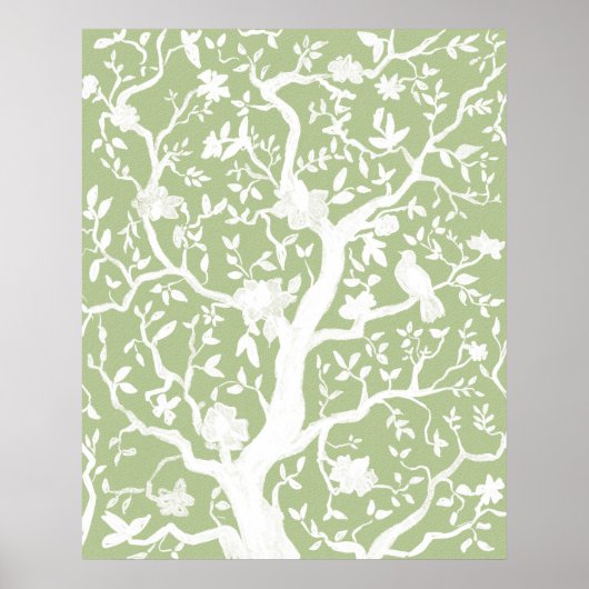 Groene Chinoiserie 24x30 inch Poster (Voorkant)