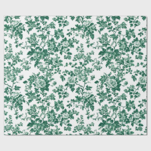 Groene Chinoiserie Bloem Motief Tuinfeest Patroon Cadeaupapier