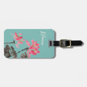Groene Chinoiserie Bloom Quote Lotus Flower Bagagelabel (Voorkant horizontaal)