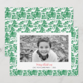 Groene Chinoiserie Kerstmis Fotokaart Feestdagenkaart (Voorkant / Achterkant)