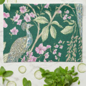 Groene Chinoiserie pauw bloemig Theedoek (Gevouwen)