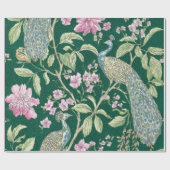 Groene Chinoiserie pauwenbloem elegante decoupage Cadeaupapier (Vlak)
