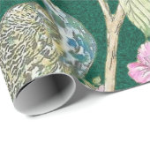 Groene Chinoiserie pauwenbloem elegante decoupage Cadeaupapier (Rol Hoek)