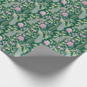 Groene Chinoiserie pauwenbloem elegante decoupage Cadeaupapier (Hoek)