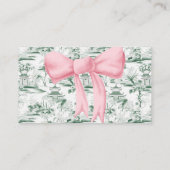 Groene Chinoiserie Roze Bow Luier Raffle Kaart (Achterkant)