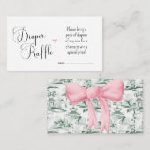Groene Chinoiserie Roze Bow Luier Raffle Kaart (Voorkant / Achterkant)