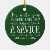 Groene Christelijke Kerstmis Typografie Vakantie F Keramisch Ornament (Voorkant)