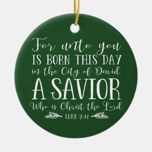 Groene Christelijke Kerstmis Typografie Vakantie F Keramisch Ornament (Voorkant)