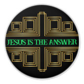 Groene Christelijke Quote Gold Retro Print Keramische Knop (Voorkant)