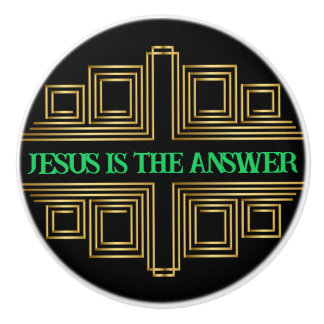 Groene Christelijke Quote Gold Retro Print Keramische Knop