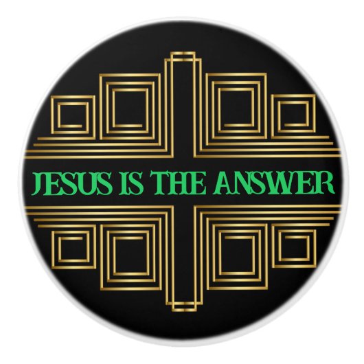 Groene Christelijke Quote Gold Retro Print Keramische Knop (Voorkant)