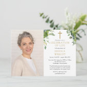 Groene Christelijke viering van het leven foto Kaart (Staand voorkant)