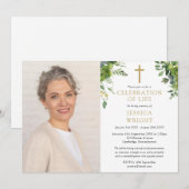 Groene Christelijke viering van het leven foto Kaart (Voorkant / Achterkant)