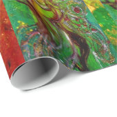 GROENE CHRISTMAS FAIRY, GOLD SPARKLES, FLORAL SWIR CADEAUPAPIER (Rol Hoek)