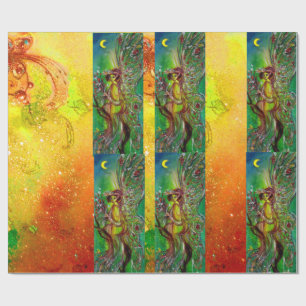 GROENE CHRISTMAS FAIRY, GOLD SPARKLES, FLORAL SWIR CADEAUPAPIER