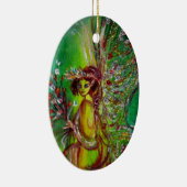 GROENE CHRISTMAS FAIRY MET EMERALD GEMSTONE KERAMISCH ORNAMENT (Rechts)
