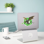Groene Chromatische Vuur Ademende Draak Sticker (Laptop op bureau)