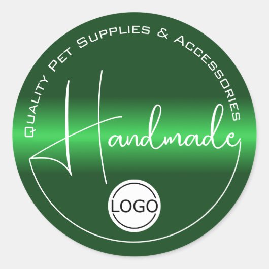 Groene Chrome kleurverloop handgemaakte Logo Sjabl Ronde Sticker (Voorkant)