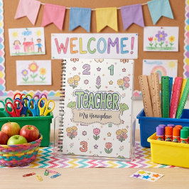 Groene Cijfers Leraar School Patroon  Notitieboek