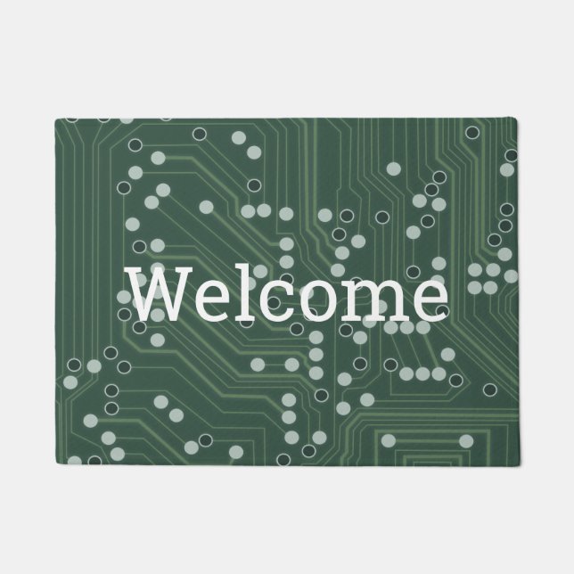 Groene Circuit Board Background Pattern Art Doorma Deurmat (Voorkant)