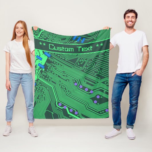 Groene Circuit Board Blanket met aangepaste tekst Fleece Deken (In situ)