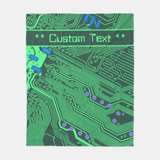 Groene Circuit Board Blanket met aangepaste tekst Fleece Deken (Voorkant)