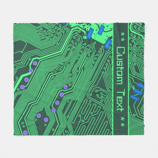 Groene Circuit Board Blanket met aangepaste tekst Fleece Deken (Voorkant (Horizontaal))