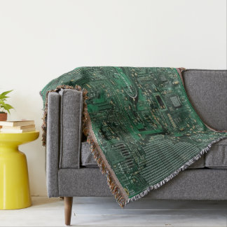 Groene Circuit Board Cotton Throw Blanket Deken