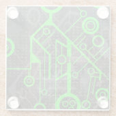 Groene Circuit Glazen Onderzetter (Achterkant)