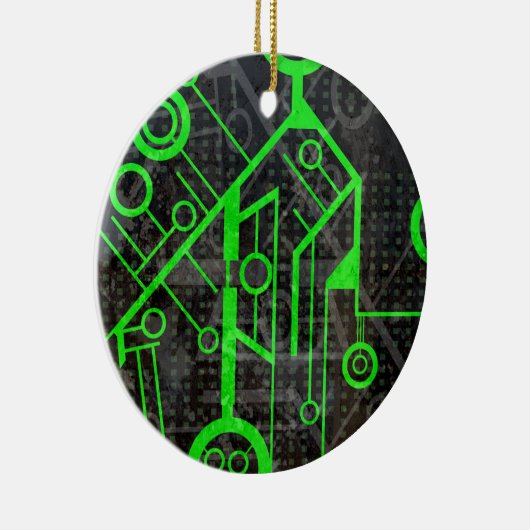 Groene Circuit Keramisch Ornament (Rechts)