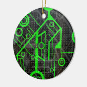 Groene Circuit Keramisch Ornament (Links)