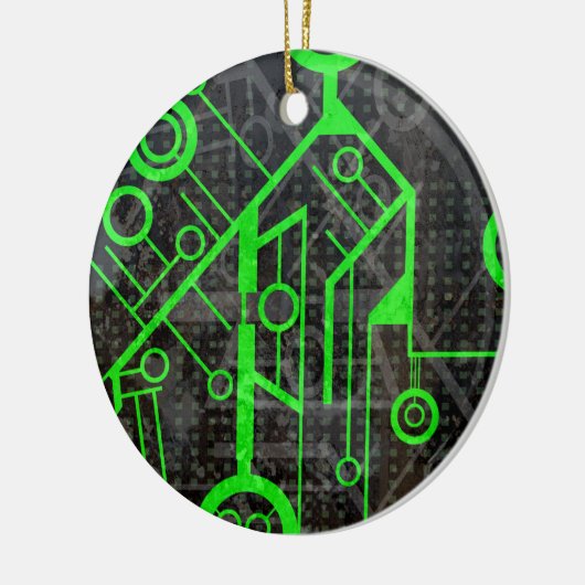 Groene Circuit Keramisch Ornament (Links)