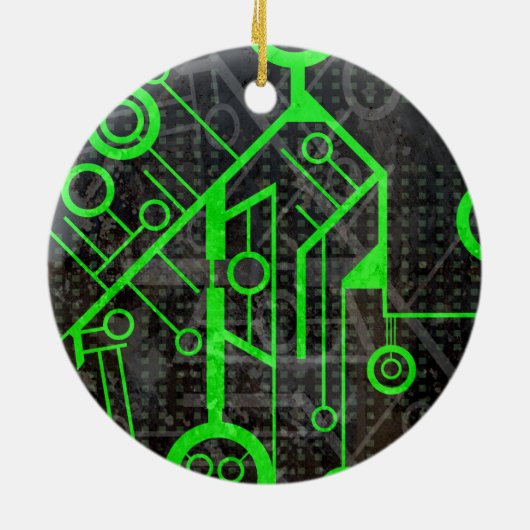 Groene Circuit Keramisch Ornament (Achterkant)