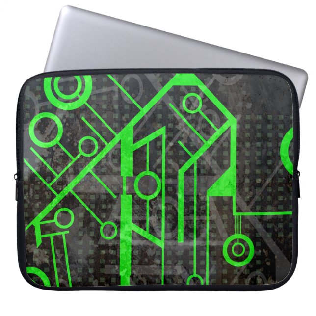 Groene Circuit Laptop Sleeve (Voorkant)