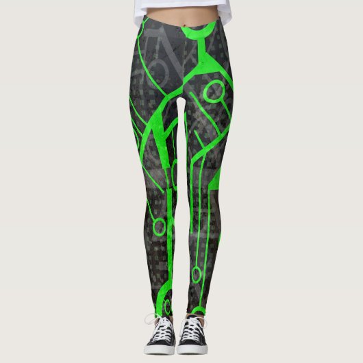 Groene Circuit Leggings (Voorkant)