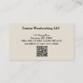 Groene Circulaire Zw QR Code Woodworking Craftsman Visitekaartje (Achterkant)
