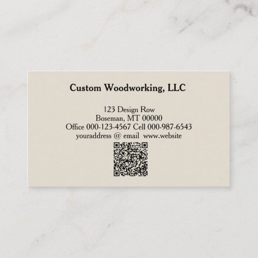 Groene Circulaire Zw QR Code Woodworking Craftsman Visitekaartje (Achterkant)