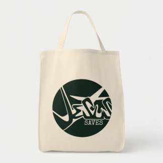 Groene Cirkel Het Kruis Jezus Redt Graffiti Tote Bag