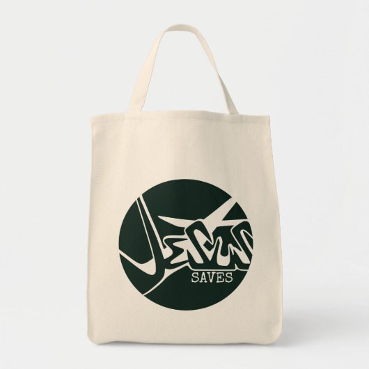 Groene Cirkel Het Kruis Jezus Redt Graffiti Tote Bag (Voorkant)