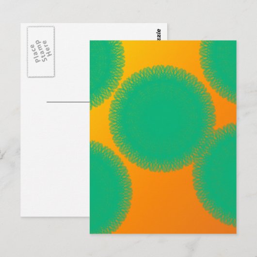 groene cirkel in geelachtig sinaasappel briefkaart (Voorkant / Achterkant)