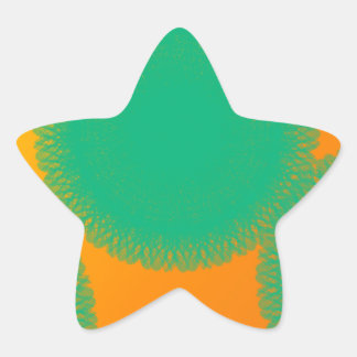 groene cirkel in geelachtig sinaasappel ster sticker