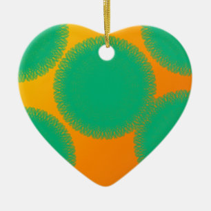 groene cirkel in geeloranje keramisch ornament