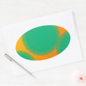 groene cirkel in geeloranje ovale sticker (Envelop)