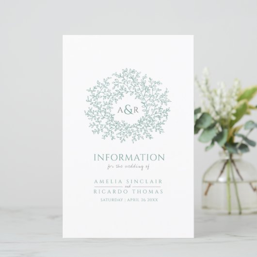 Groene cirkel met informatie over de trouwgast (Staand voorkant)