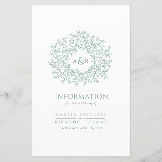 Groene cirkel met informatie over de trouwgast (Voorkant)