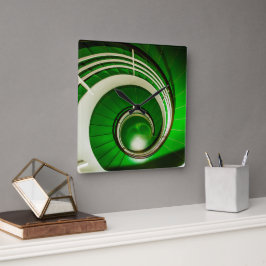 Groene cirkelbaan vierkante klok