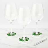 Groene cirkelbaan wijnglaslabel (Set)
