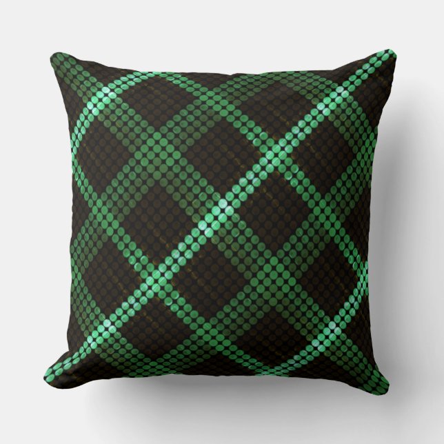 Groene cirkels, dwarsgealigneerde vierkantjes kussen (Voorkant)