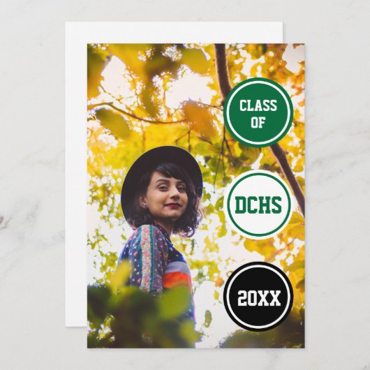 Groene cirkels Foto Afstuderen Kaart (Voorkant / Achterkant)