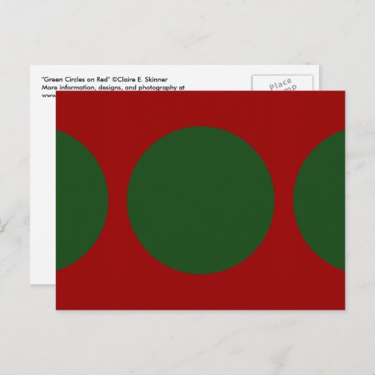 Groene cirkels op rood briefkaart (Voorkant / Achterkant)